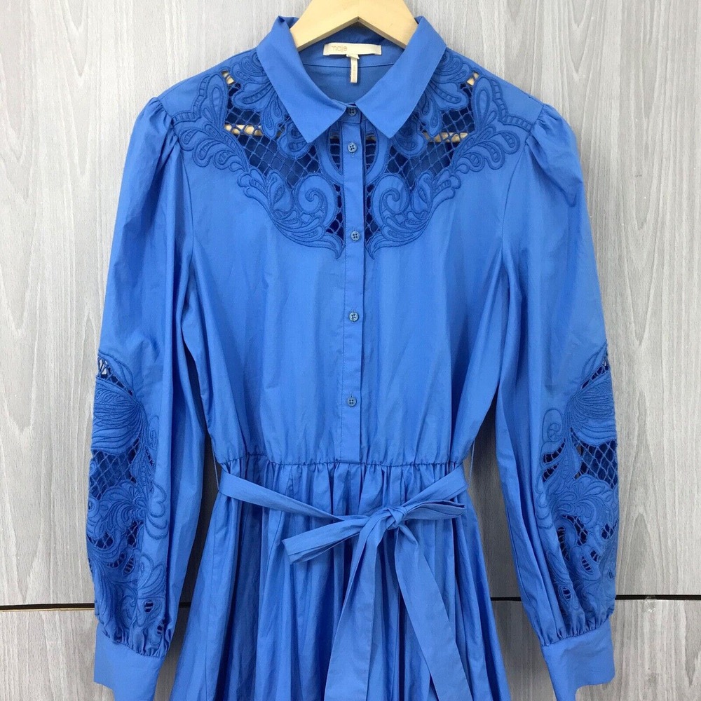 Maje Royal Blue Embroidered Mini Dress - Picture 3 of 17